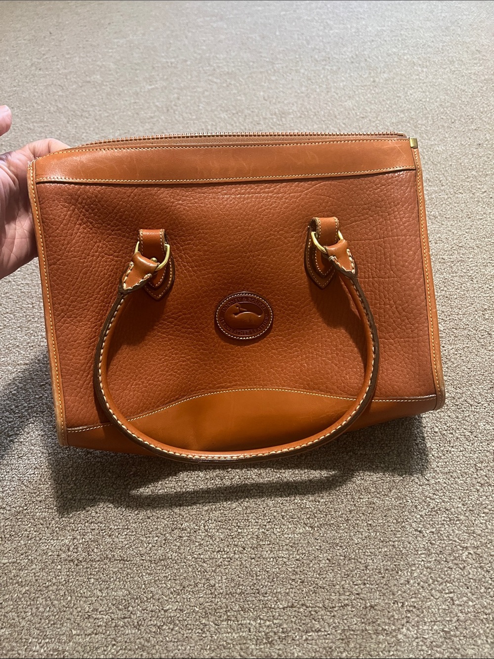Dooney & Bourke Cognac Leather Pebbled Satchel